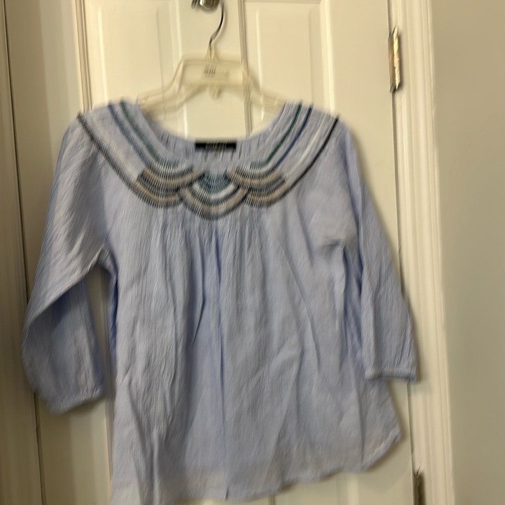 Sugar Lips 100% cotton top size small embroidery full 3/4 sleeve